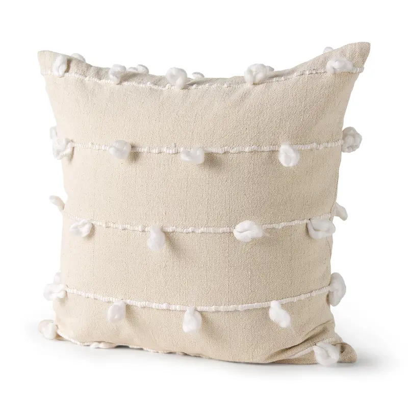 Cream Accent Pillow Cover Featuring White Trim – 20" X 20" (Erica Collection) 1