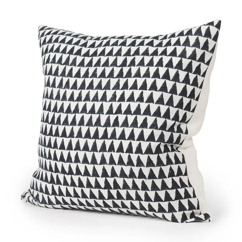 Cream Linen Square Pillow Cover With Black Graphic Print – Jolie Decorative Throw Pillow Case 1
