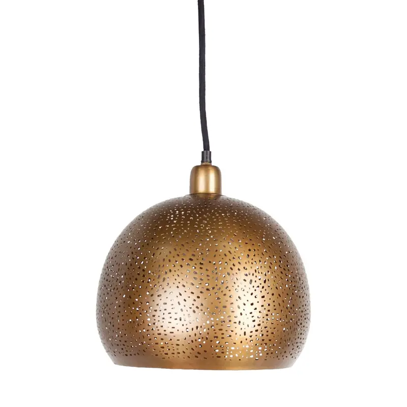 Dalmeny Ii Gold Perforated Metal Dome Pendant Light (11" X 12") 1