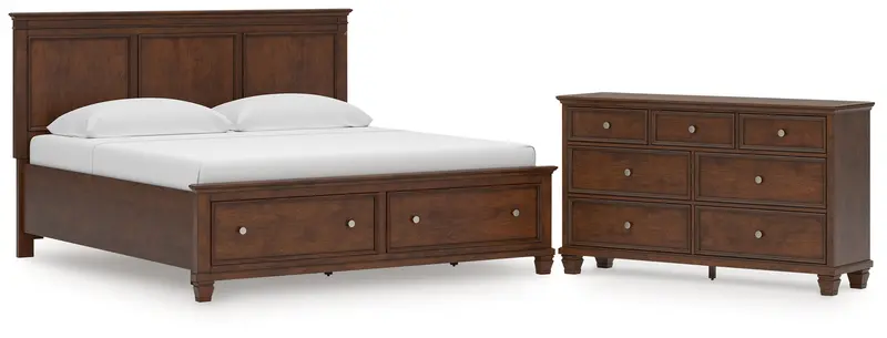 Danabrin Brown King Panel Storage Bed With Coordinating Dresser 1