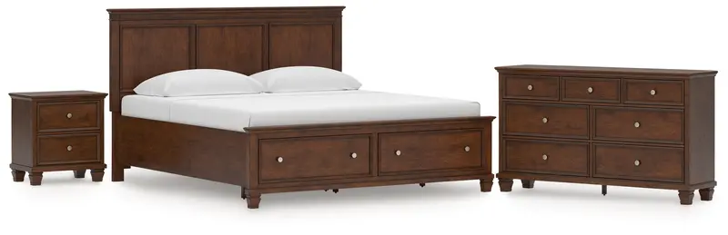 Danabrin King Storage Panel Bed – Brown With Dresser & Nightstand 1