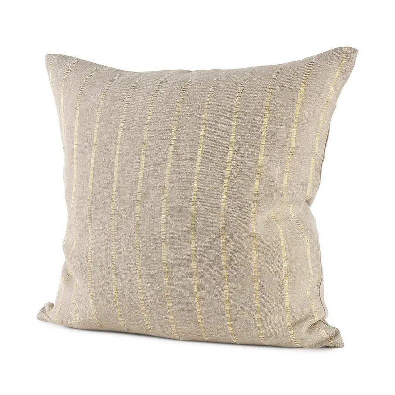 Danika Beige And Gold Fabric Decorative Pillow Cover (18" X 18") 1