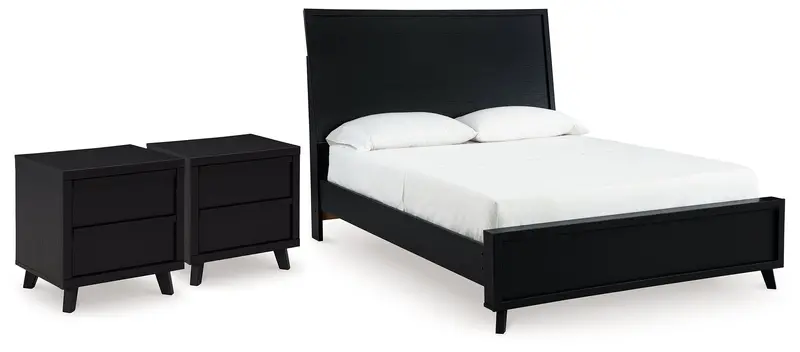 Danziar Queen-Sized Panel Platform Bed With Matching Nightstands 1