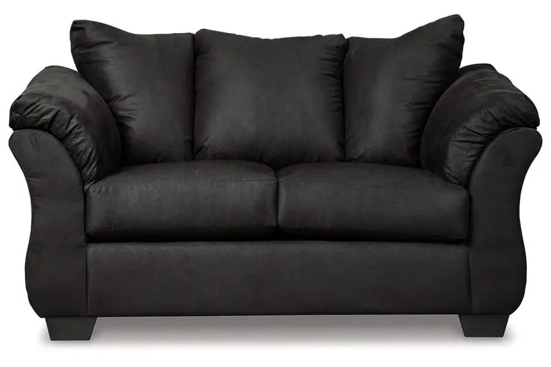 Darcy Black Fabric Loveseat – Compact Two-Seat Sofa For Small Spaces 1