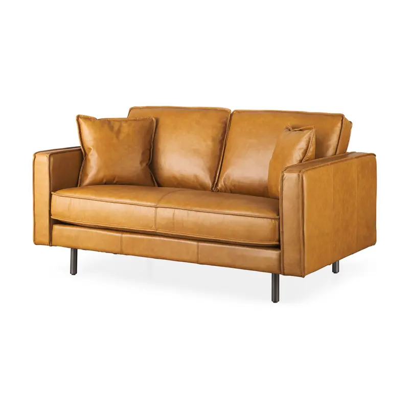 D'Arcy Tan Leather Loveseat (65" L) 1