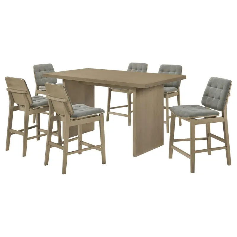 Decker Gray & Natural Oak 7-Piece 70" Rectangular Counter-Height Dining Set 1