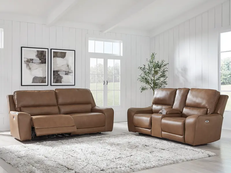 Deepwakes Caramel-Tone Sofa And Loveseat Set 1