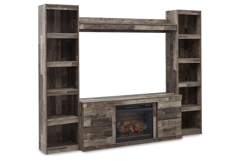 Derekson Multi-Gray Electric Fireplace Entertainment Center (4-Piece) 1