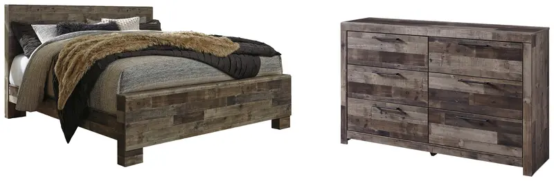 Derekson Multi-Gray King Panel Bed With Coordinating Dresser 1