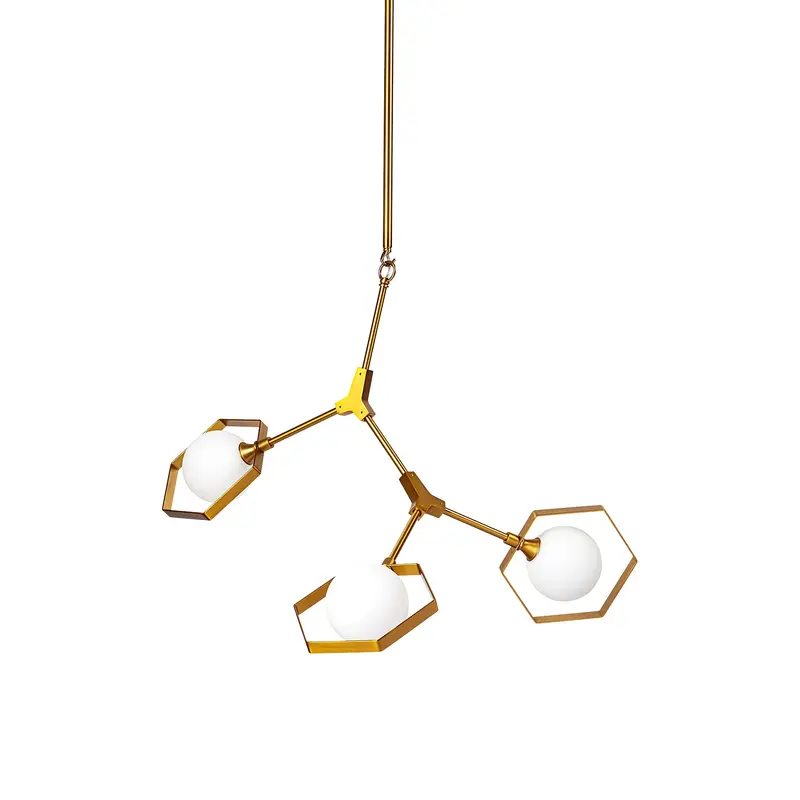 Desousa Ii Three-Light Chandelier – Brass-Toned Metal Multi-Arm Design 1