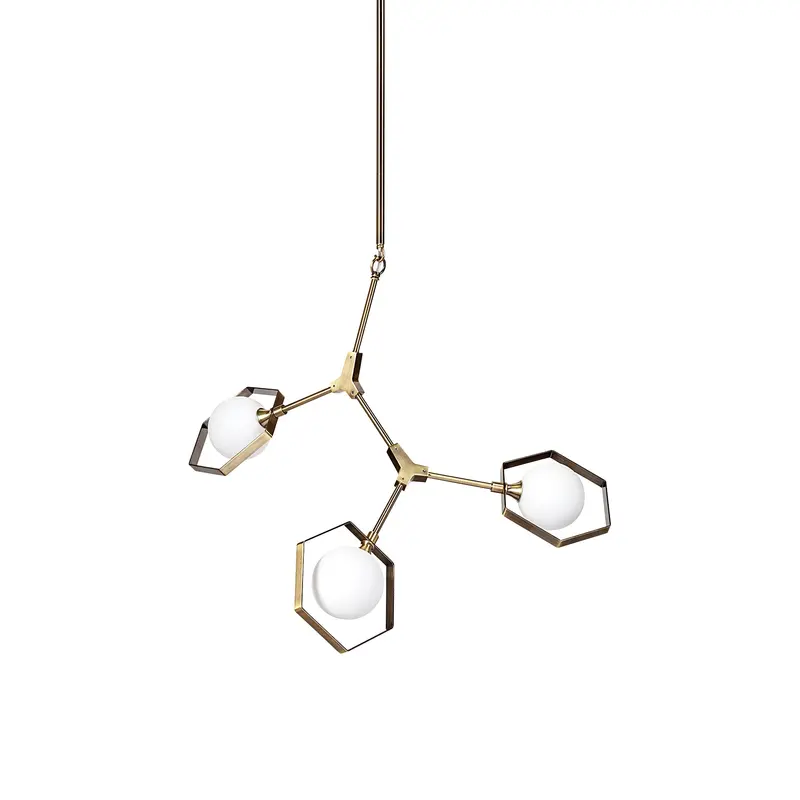 Desousa Ii Three-Light Chandelier – Champagne Metal Multi-Arm Design 1