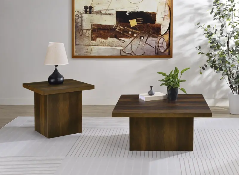 Devar Dark Pine Square Coffee Table And End Table Set (2-Piece) 1