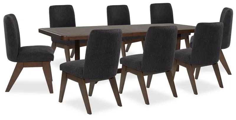 Dilenno Dark Brown Dining Table And Eight-Seat Set 1