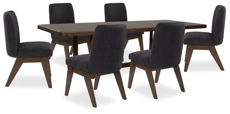 Dilenno Dark Brown Dining Table With Six Matching Chairs 1