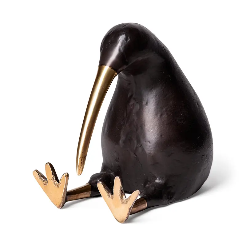 Dodo Kiwi Mauritian Bird Sculpture – Black Cast Aluminum, 7" L X 4" W 1