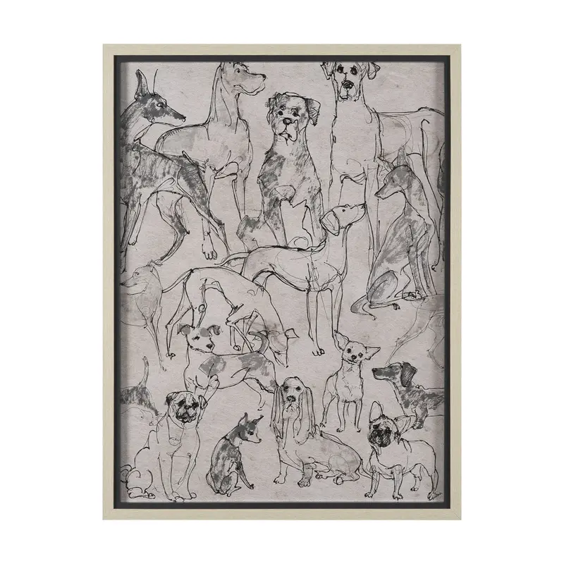 Dog Sketches Ii Framed Artwork By Mercana Studio – Hand-Embellished & Matted 1