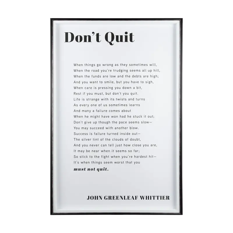 Don'T Quit Motivational Art Print By Mercana Studio – Framed, Matted & Glass-Protected 1