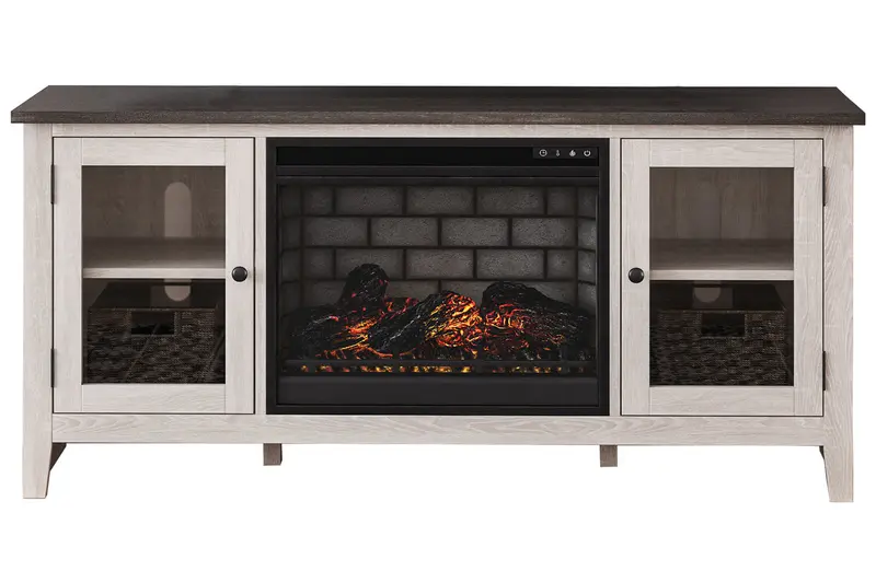 Dorrinson Two-Tone 60-Inch Tv Stand With Built-In Electric Fireplace 1