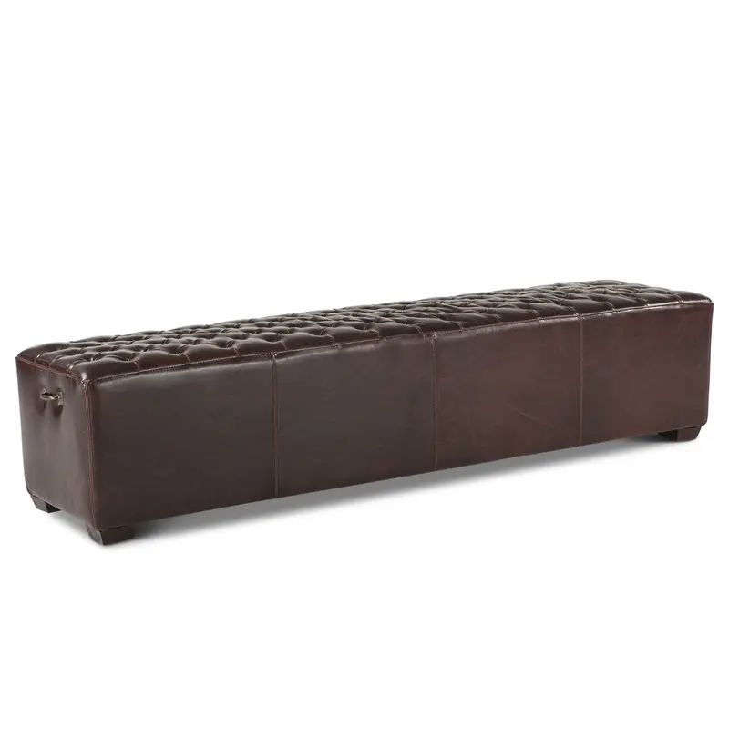 D'Orsay 79-Inch Bench – Rich Brown Leather Seat & Solid Wood Construction 1