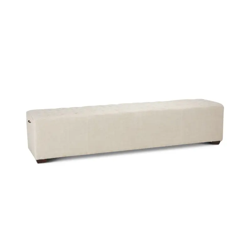 D'Orsay 79-Inch Long Upholstered Bench – Beige Linen Fabric & Wooden Base 1