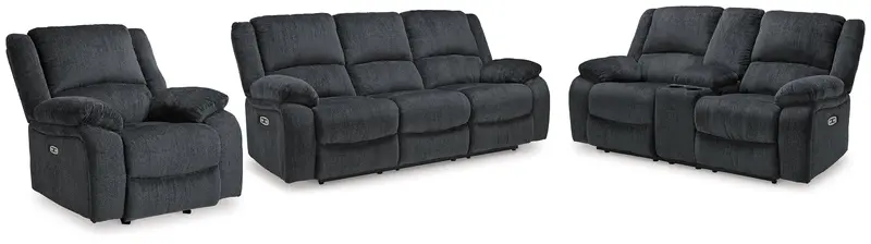 Draycoll Slate Power Reclining Living Room Set: Sofa, Loveseat & Single Recliner 1