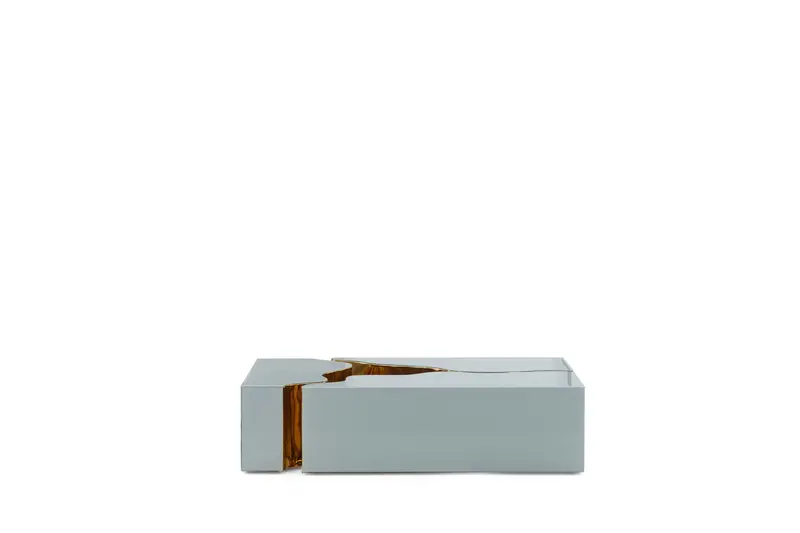 Dream Glass Contemporary Coffee Table Set: White Frame With Gold Accents, Three-Piece 1