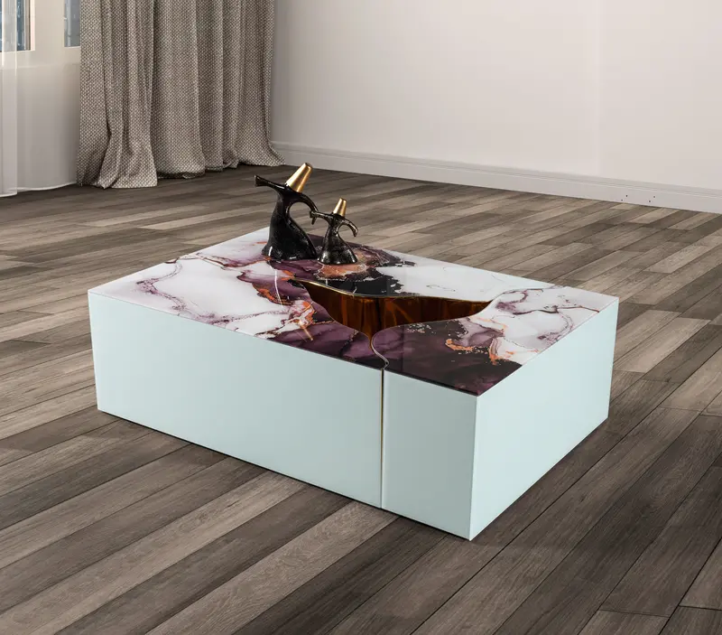 Dream White Marble Tri-Section Coffee Table Set 1