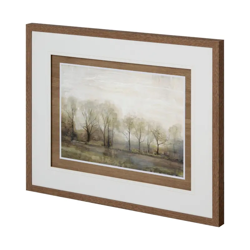 'Dreams & Trees Landscape' Hand-Embellished Framed Art Print By Matina Theodosiou – Matted Under Glass 1