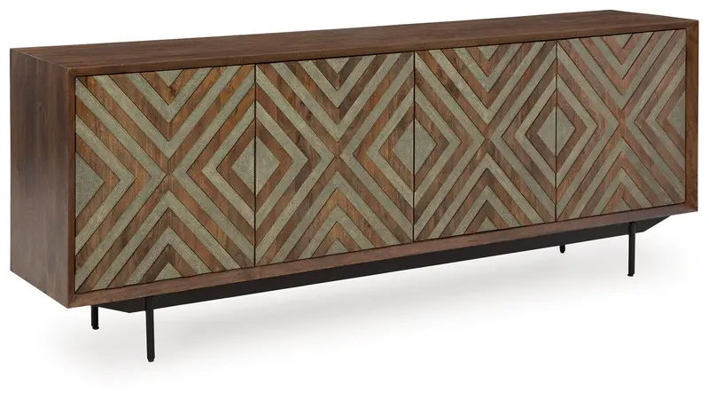 Dreggan Gold-Trimmed Brown Accent Cabinet 1