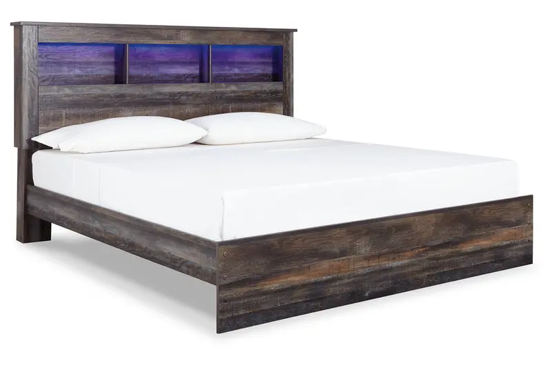 Drystan Multi-Tone King Led Bookcase Panel Bed 1