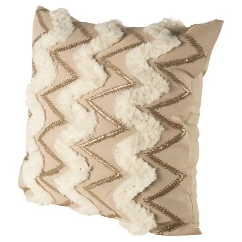 Duston Ii Decorative Pillow Cover – Tan And White Zigzag Pattern, 22" X 22" 1