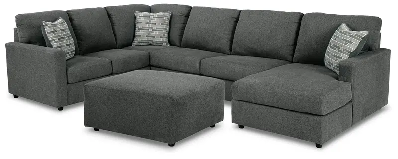 Edenfield Charcoal 3-Piece Sectional Sofa Set With Plush Ottoman 1