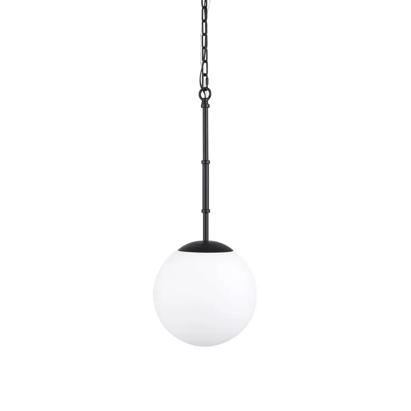 Edie Pendant Light – Matte Black Metal Frame With Frosted Glass Globe 1