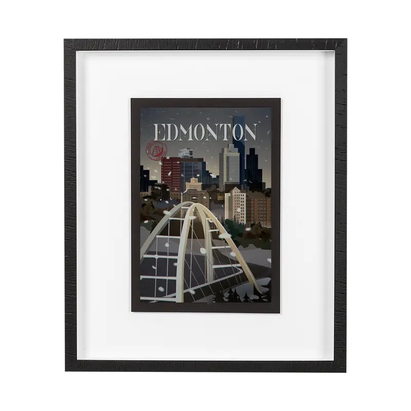 Edmonton 'Go Canada' Framed Art Print – Mercana Studio Matted Glass Display 1