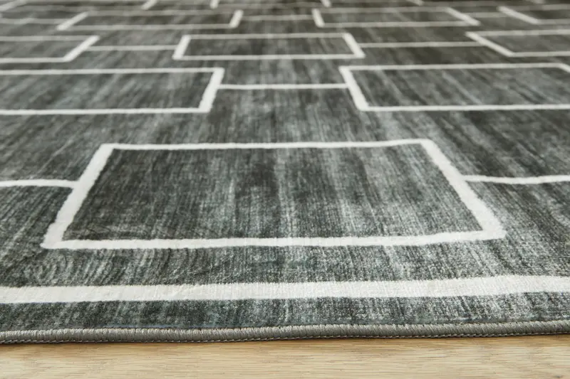 Elderland Black-And-Gray Medium Washable Area Rug 1