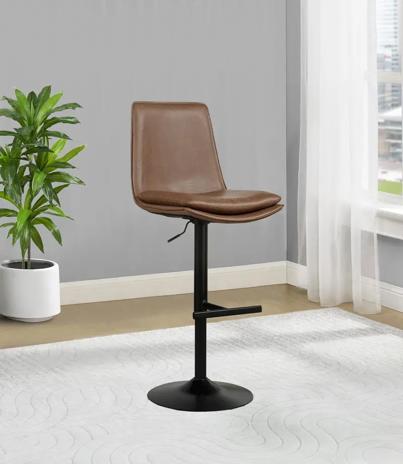 Eldridge Adjustable Bar Stool – Coffee & Black Faux Leather 1