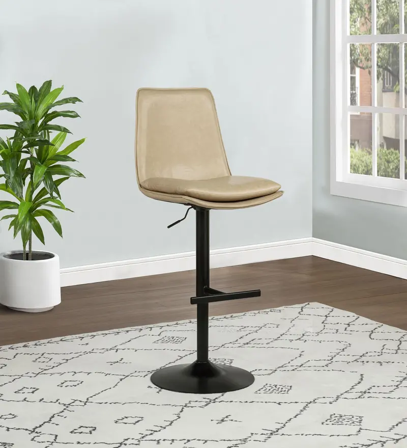 Eldridge Adjustable Bar Stool – Tan & Black Faux Leather 1