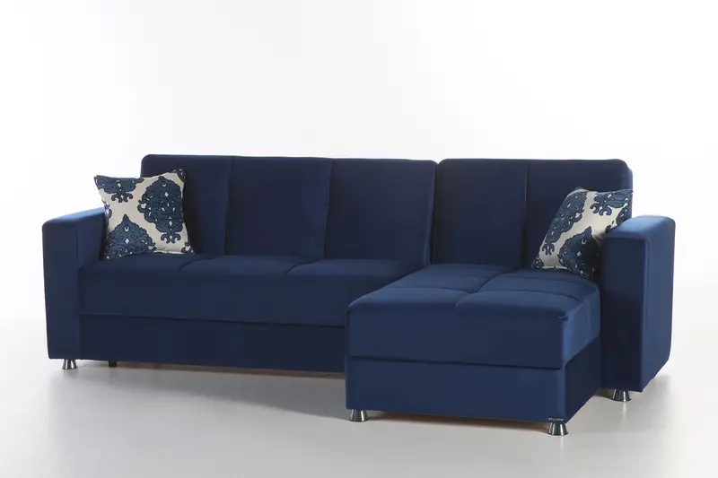 Elegant Roma Navy Chaise Sleeper Sofa 1