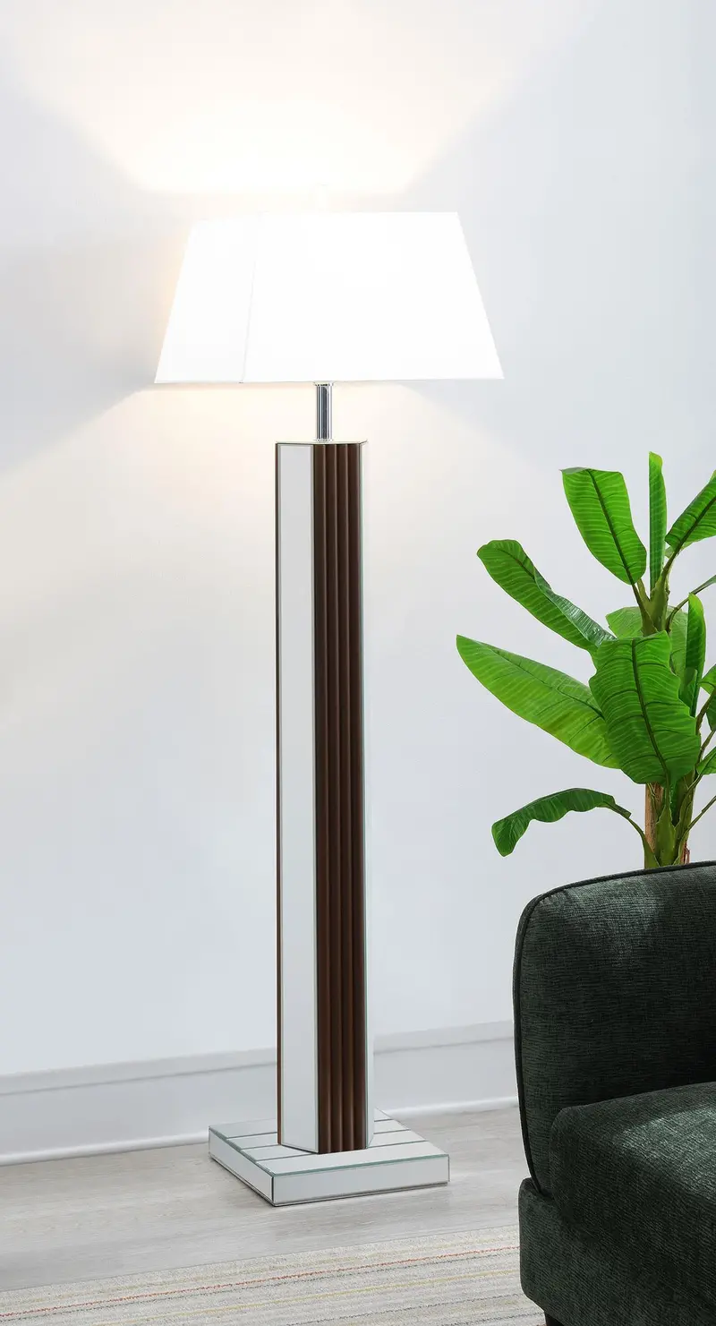 Elena Brown 67-Inch Tapered Mirrored Floor Lamp 1