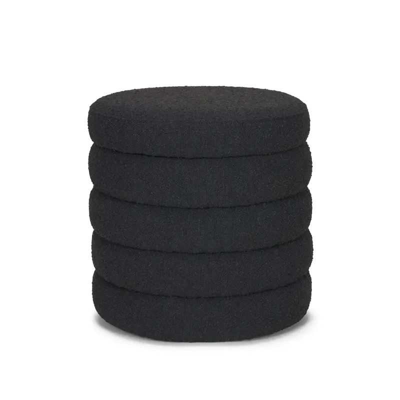 Elise Black Bouclé Upholstered Storage Ottoman 1