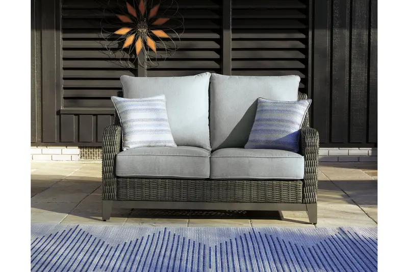 Elite Park Gray Outdoor Loveseat With All-Weather Cushions 1