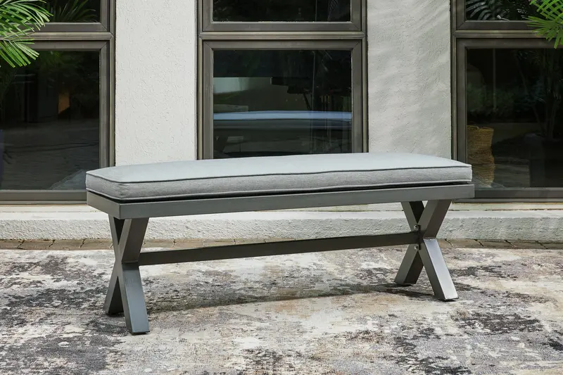 Elite Park Outdoor Bench In Gray With Removable Cushion 1