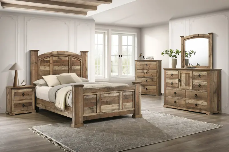 Ella-Mae Natural Wood Bedroom Set – Rustic Elegance 1
