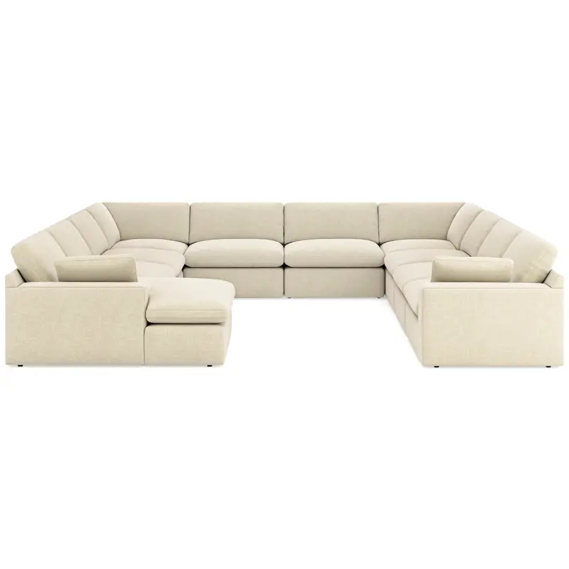 Elyza Linen-Blend Laf Chaise Sectional – 10-Piece Modular Sofa 1
