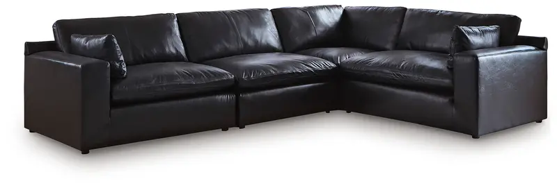 Emilia Black Leather Modular Sectional – 4-Piece Flexible Layout 1