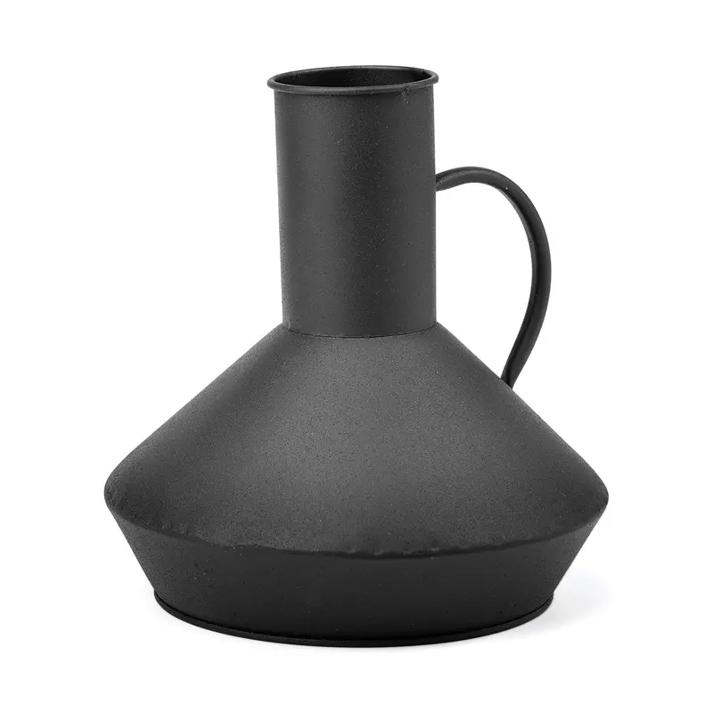 Emily I Decorative Black Metal Jug – 8"L X 8"W Accent Vessel 1