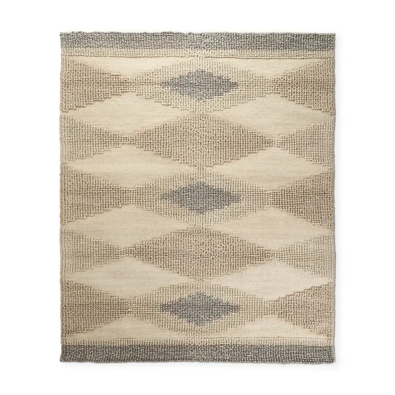 Emory Diamond-Patterned Wool Rug – 8" X 10", Gray Hand-Woven Design 1