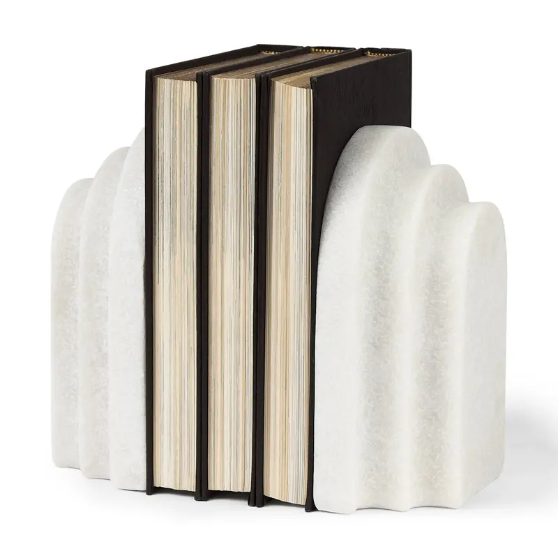 Empire Granite Resin Arc Bookends – Sleek Modern Pair 1