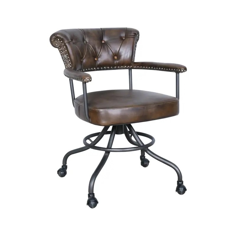 Essex Chesterfield Office Chair – 24-Inch Antique Whiskey Leather 1
