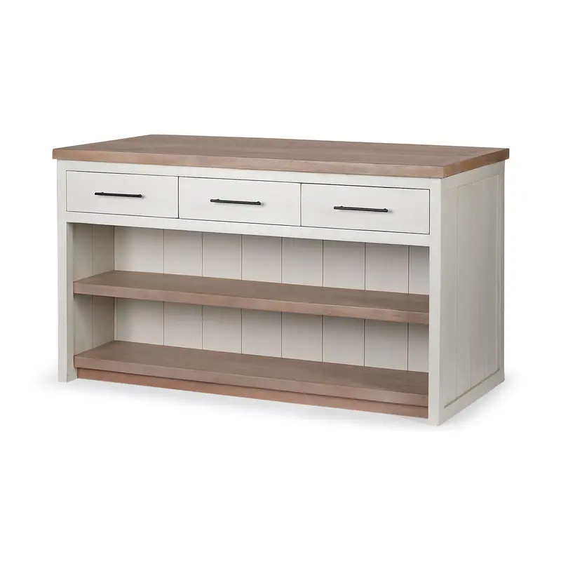 Fairview Ii Kitchen Island – Two-Tone Solid Wood Counter With White & Brown Finish 1